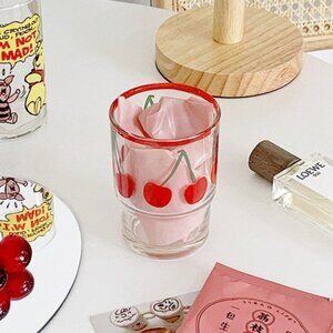 Vintage Cherry Cups Vintage Fruit Glass Cups Juice Cup Aesthetic Pen Holder Y2K